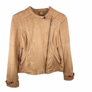 Odyn Faux Vegan Leather Zip Bomber Utility Jacket Small